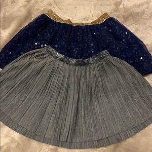 Two OKBG Girls 3T Skirts Navy Sequin Tutu & Silver